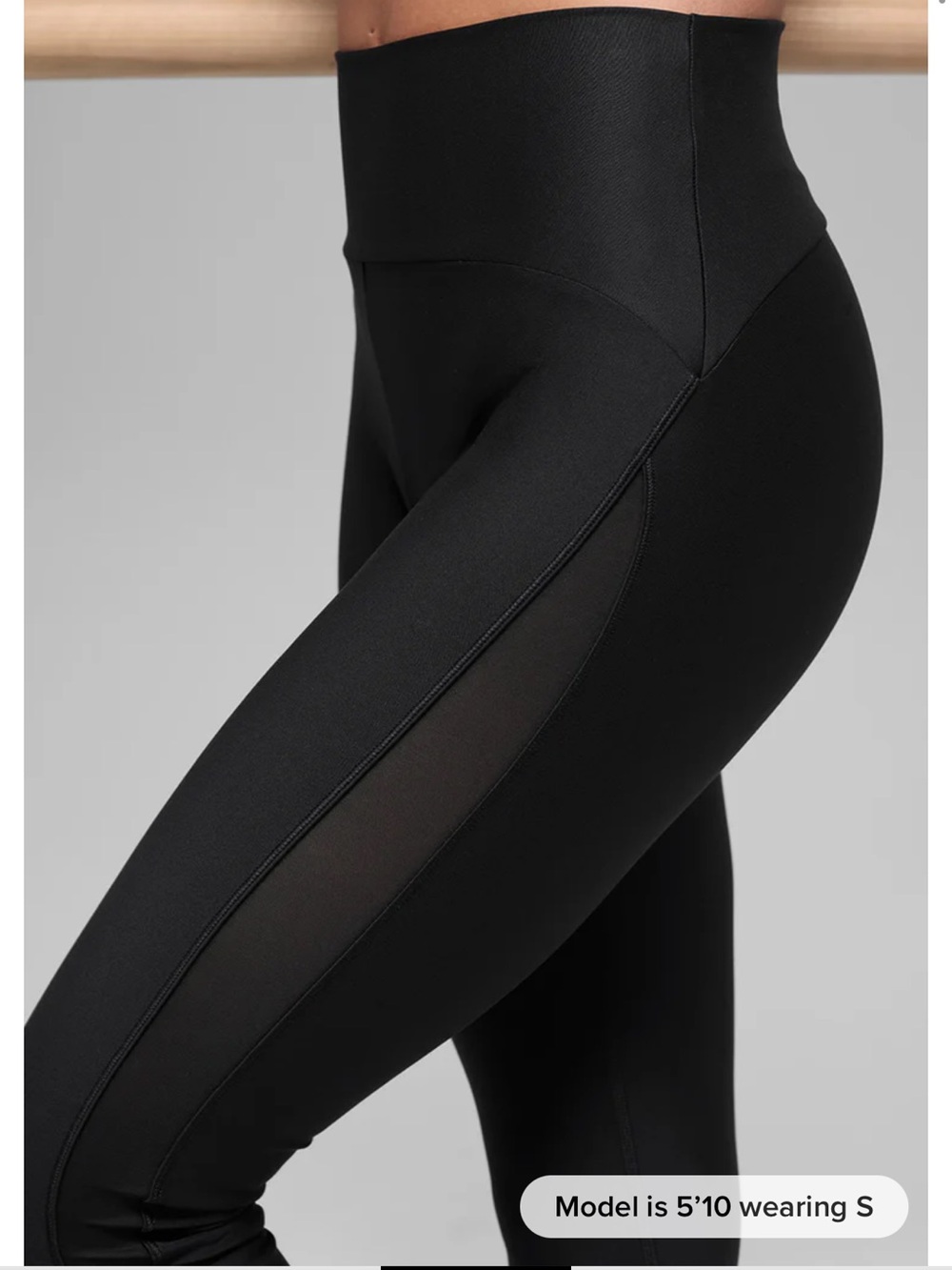 Alo High-Waist Black Mesh-Panel Leggings XS